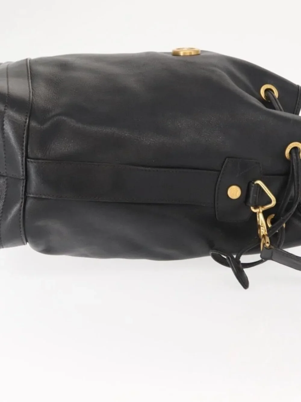 Authentic GUCCI Shoulder Bag Leather Black Gold - Picture 10 of 16